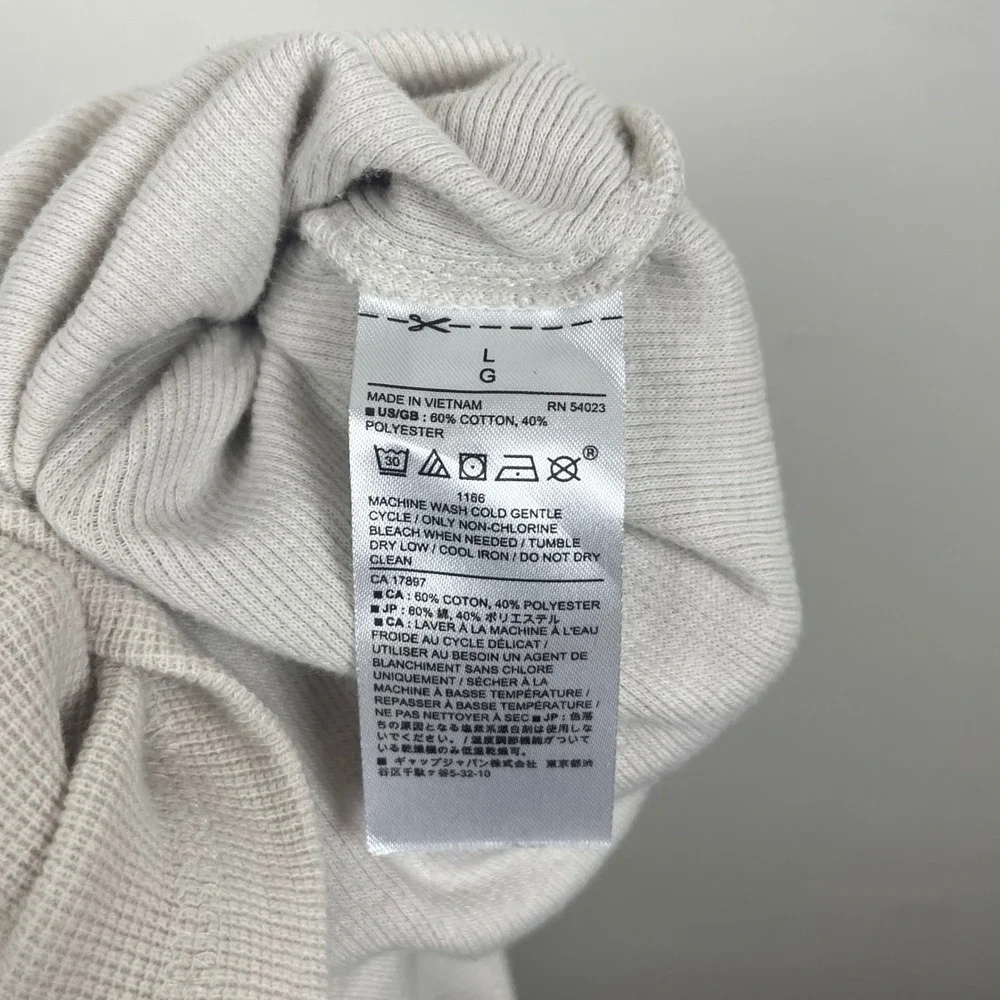Banana Republic Mens Henley Shirt Off White Waffle Knit Long Sleeve 490272-02 L